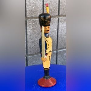 Antique Turned Hand Painted Wooden Armed Decorated Russian Toy Soldier